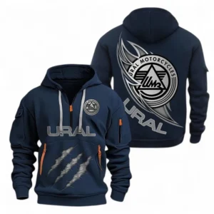 Hoodie Half Zipper Exclusive Logo Gift For Adventure Bike Enthusiasts CAR500 - Navy