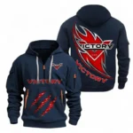 Biker Heritage Motor Hoodie Half Zipper, All Over Print Hoodie Gift For Biker Heritage Motor Enthusiasts CAR500 - Navy
