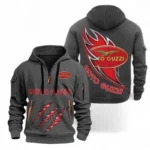 Street Bike Hoodie Half Zipper, All Over Print Hoodie Gift For Street Bike Enthusiasts CAR500 - Gray