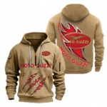Racing Bike Hoodie Half Zipper, All Over Print Hoodie Gift For Racing Bike Enthusiasts CAR500 - Khaki