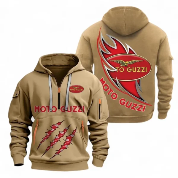 Racing Bike Hoodie Half Zipper, All Over Print Hoodie Gift For Racing Bike Enthusiasts CAR500 - Khaki