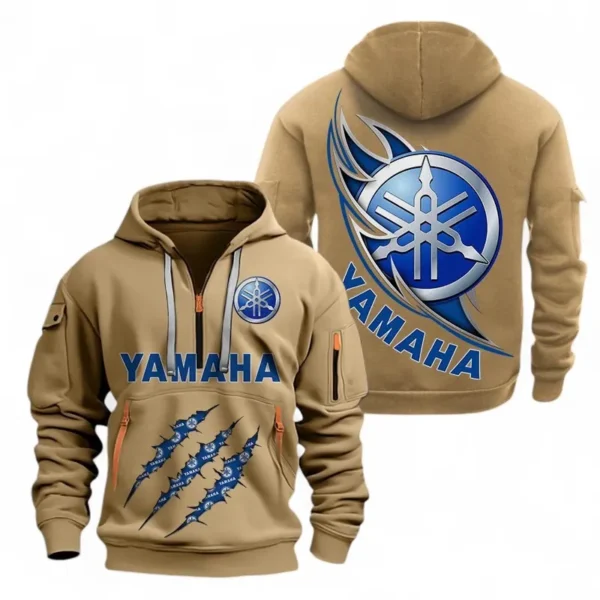 Touring Motorcycle Hoodie Half Zipper, All Over Print Hoodie Gift For Touring Motorcycle Enthusiasts CAR500 - Khaki