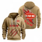 Hoodie Half Zipper Exclusive Logo Gift For Adventure Motorcycle Enthusiasts CAR500 - Khaki