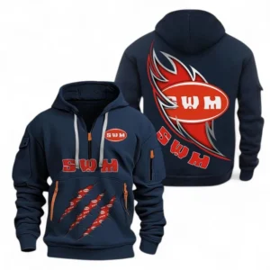 All-Terrain Two-Wheeler Hoodie Half Zipper, All Over Print Hoodie Gift For All-Terrain Two-Wheeler Enthusiasts CAR500 - Navy