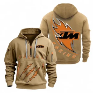 Rally Bike Hoodie Half Zipper, All Over Print Hoodie Gift For Rally Bike Enthusiasts CAR500 - Khaki