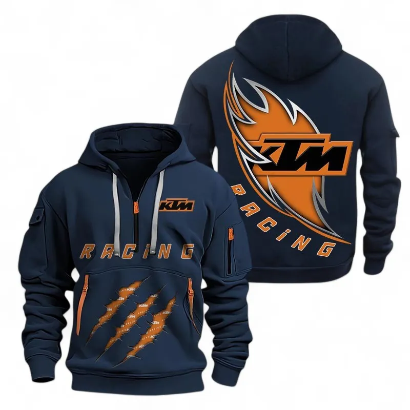 Exclusive Logo Hoodie Half Zipper For Off-Road Two-Wheeler Enthusiasts, Gift For Off-Road Two-Wheeler Fans CAR500 - Navy