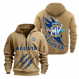 Racing Bike Hoodie Half Zipper, All Over Print Hoodie Gift For Racing Bike Enthusiasts CAR500 - Khaki