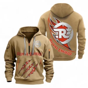 Hoodie Half Zipper Exclusive Logo Gift For Motorcycle Retro Enthusiasts CAR500 - Khaki