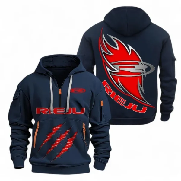 Exclusive Logo Hoodie Half Zipper For Adventure Bike Enthusiasts, Gift For Adventure Bike Fans CAR500 - Navy