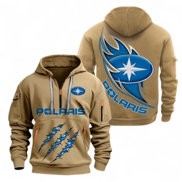Hoodie Half Zipper Exclusive Logo Gift For All-Terrain Ride Enthusiasts CAR500 - Khaki