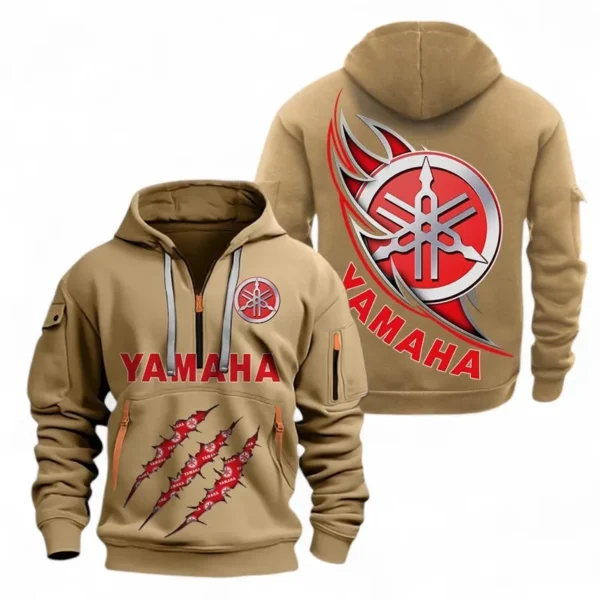 Motorcycle Hoodie Half Zipper, All Over Print Hoodie Gift For Motorcycle Enthusiasts CAR500 - Khaki