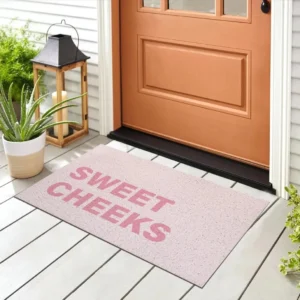 Pink Entrance Door Mat, Sweet Cheeks Print Patio Doormat CLE01090425205