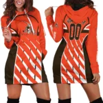 Brown Crew Hoodie Dress Women, Casual Women's Hoodie Dress PTHDDBR00