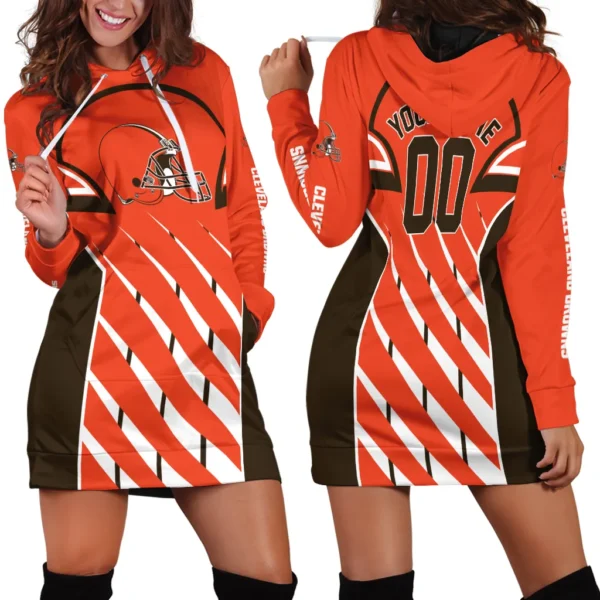 Brown Crew Hoodie Dress Women, Casual Women's Hoodie Dress PTHDDBR00