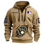 Urban Streetwear Hoodie, Half-Zip with Exclusive Logo DMLB12 - Khaki