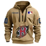 Everyday Hoodie Half Zipper, Athletic-Inspired Logo DMLB12 - Khaki