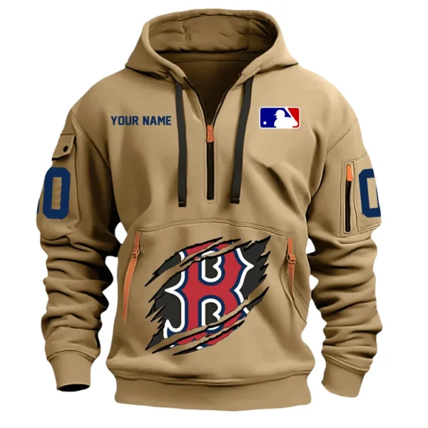 Everyday Hoodie Half Zipper, Athletic-Inspired Logo DMLB12 - Khaki