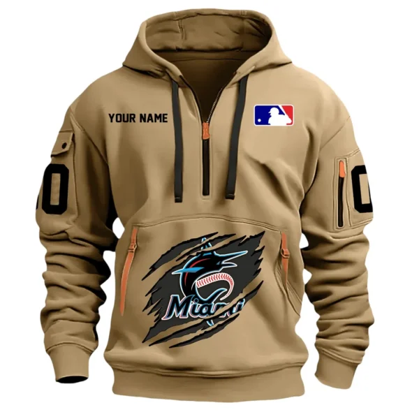 Outdoor Half-Zip Hoodie, Team Spirit Logo Design DMLB12 - Khaki