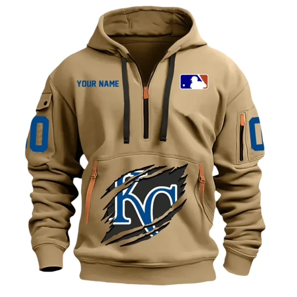 Performance Hoodie Half Zipper, Fan Edition Logo DMLB12 - Khaki