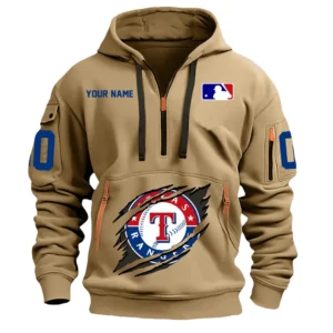 Everyday Hoodie Half Zipper, Athletic-Inspired Logo DMLB12 - Khaki