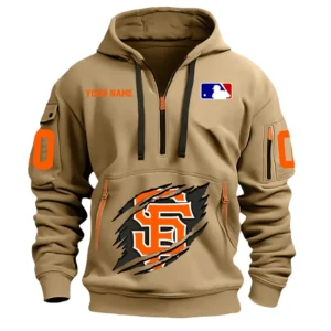 Athletic Half-Zip Hoodie, Team-Style Logo Print Hoodie Gift For Football Fans DMLB12 - Khaki