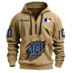 Lightweight Sports Hoodie Half Zipper, Unique Logo Print DMLB12 - Khaki