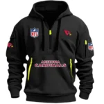 Street-Style Hoodie Half Zipper, Modern Sports Logo DNFL13 - Black