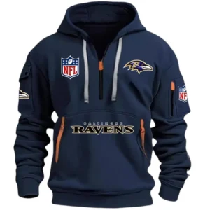 Everyday Hoodie Half Zipper, Athletic-Inspired Logo DNFL13 - Navy