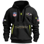 Fan Gift Hoodie Half Zipper, Sports-Inspired Logo Design DNFL13 - Black