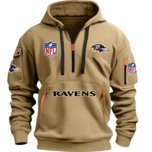 Outdoor Half-Zip Hoodie, Team Spirit Logo Design DNFL13 - Khaki
