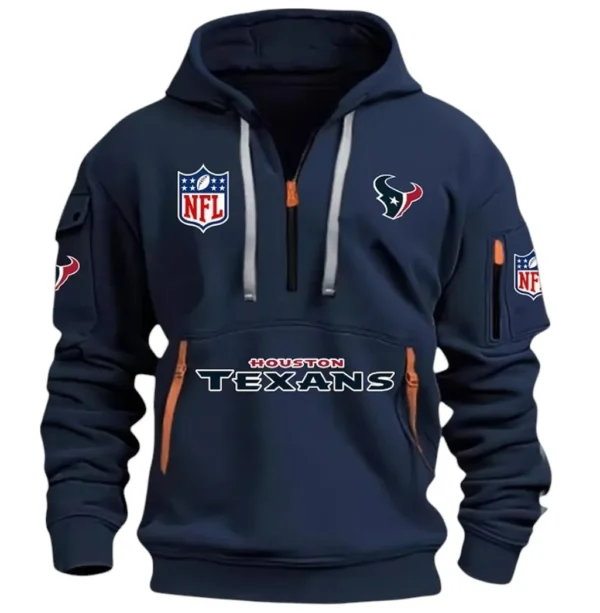 Lightweight Sports Hoodie Half Zipper, Unique Logo Print DNFL13 - Navy