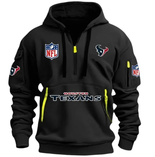 Casual Sports Hoodie Half Zipper, Modern Logo Detail Printing DNFL13 - Black