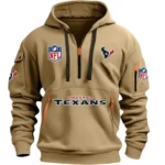 Street-Style Hoodie Half Zipper, Modern Sports Logo DNFL13 - Khaki