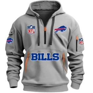Everyday Hoodie Half Zipper, Athletic-Inspired Logo DNFL13 - Grey