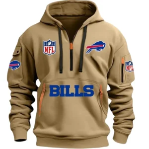 Fan Gift Hoodie Half Zipper, Sports-Inspired Logo Design DNFL13 - Khaki