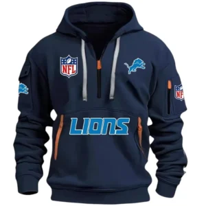 Athletic Half-Zip Hoodie, Team-Style Logo Print Hoodie Gift For Football Fans DNFL13 - Navy