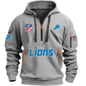 Lightweight Sports Hoodie Half Zipper, Unique Logo Print DNFL13 - Grey