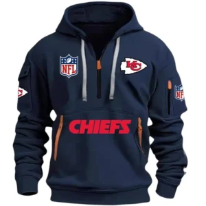 Urban Streetwear Hoodie, Half-Zip with Exclusive Logo DNFL13 - Navy