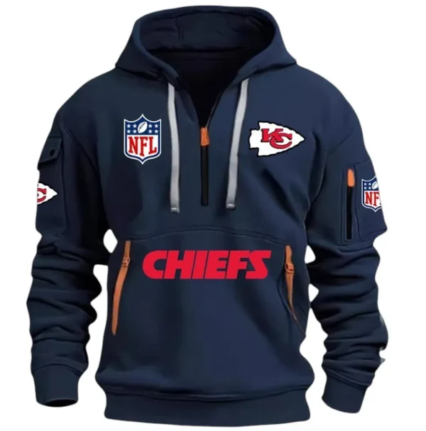 Urban Streetwear Hoodie, Half-Zip with Exclusive Logo DNFL13 - Navy