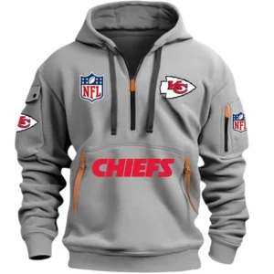 Training Hoodie Half Zipper, Fan-Friendly Logo Design DNFL13 - Grey