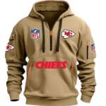 Performance Hoodie Half Zipper, Fan Edition Logo DNFL13 - Khaki