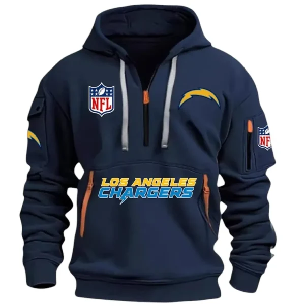Everyday Hoodie Half Zipper, Athletic-Inspired Logo DNFL13 - Navy