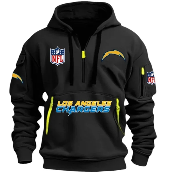 Fan Gift Hoodie Half Zipper, Sports-Inspired Logo Design DNFL13 - Black