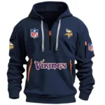 Lightweight Sports Hoodie Half Zipper, Unique Logo Print DNFL13 - Navy