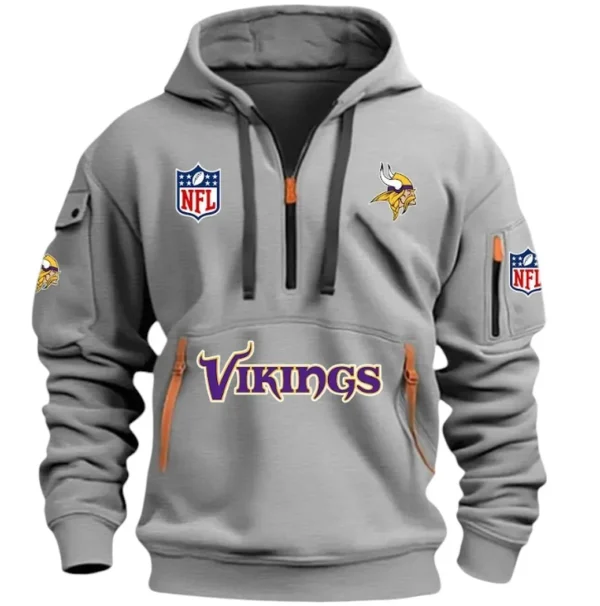 Urban Streetwear Hoodie, Half-Zip with Exclusive Logo DNFL13 - Grey
