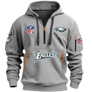Everyday Hoodie Half Zipper, Athletic-Inspired Logo DNFL13 - Grey
