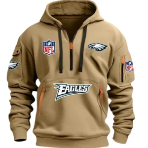 Fan Gift Hoodie Half Zipper, Sports-Inspired Logo Design DNFL13 - Khaki