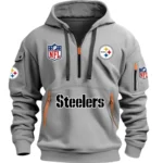 Lightweight Sports Hoodie Half Zipper, Unique Logo Print DNFL13 - Grey