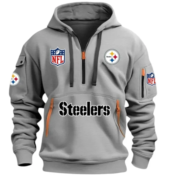 Lightweight Sports Hoodie Half Zipper, Unique Logo Print DNFL13 - Grey