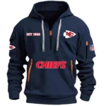Everyday Hoodie Half Zipper, Athletic-Inspired Logo DNFL13 - Navy